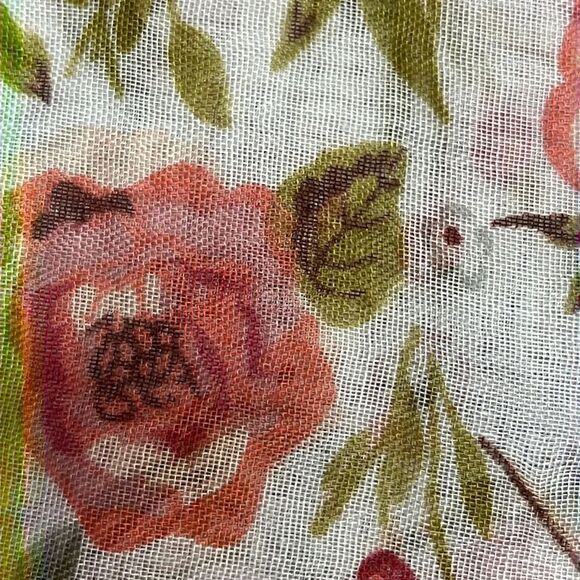 Marcus Adler New York Floral Large White Fashion Scarf with Frayed Edges- OS - Picture 13 of 14